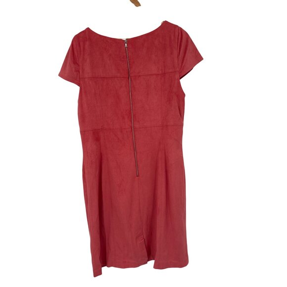 NANETTE LEPORE faux Suede Stretch Sheath Dress Size 16 Short Sleeve Knee Length - Picture 5 of 8